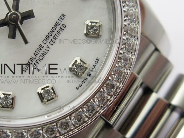 Datejust 31mm 278275 SS Crystal bezel BP Best Edition White Mop Dial(@6 Crystal Marker) on SS President Bracelet – Bild 6