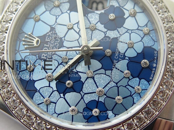 DateJust 31mm 278274 904L SS/Crystals Bezel GMF Best Edition Blue Flowers Crystals Dial on 904L Jubilee Bracelet A2824 – Bild 7