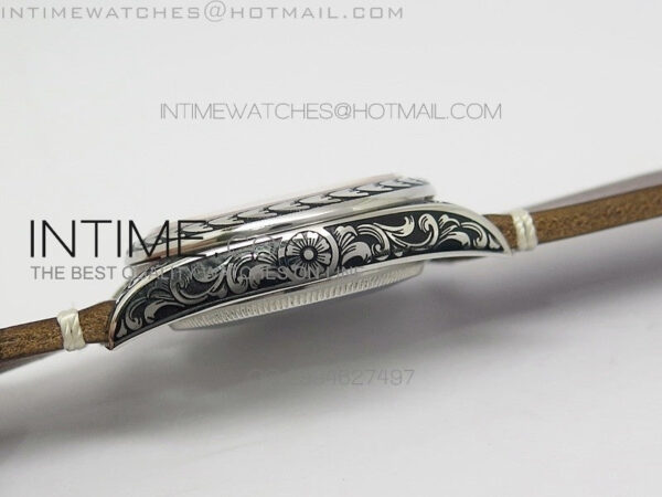 Datejust Engraved SS Case Black dial on Brown Leather Strap – Bild 6