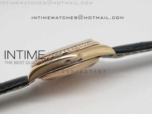 DayDate RG 36mm Black Dial Diamond Bezel On Leather Strap – Bild 7