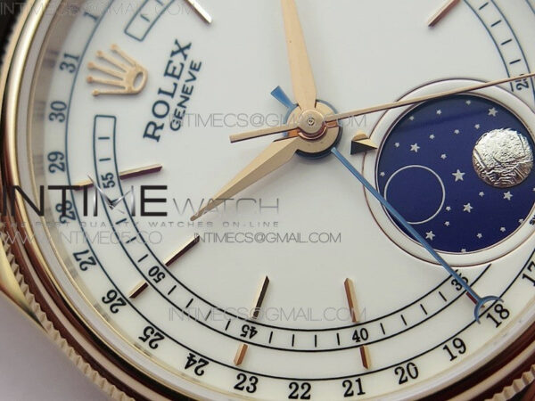Cellini 50535 Moonphase RG GMF Best Edition White Dial on Brown Leather Strap A3195 – Bild 6