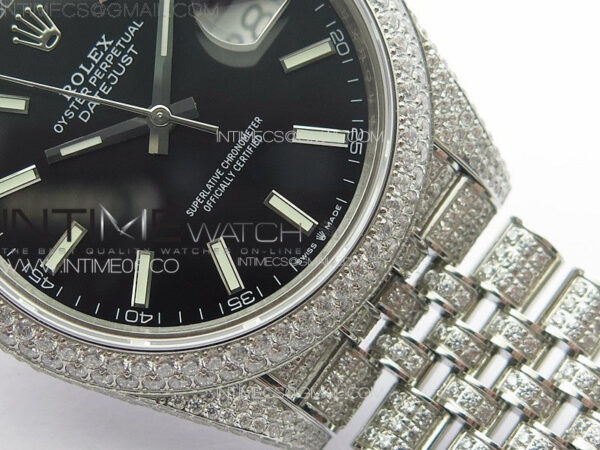 DateJust 41 126334 Full Paved Diamonds BP Best Edition Black Dial Stick Markers on Jubilee Bracelet A2824 – Bild 6