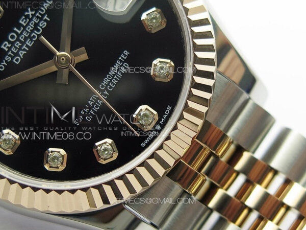 DateJust 31mm 178271 SS/RG APSF Best Edition Black Dial Crystal Markers on Jubilee Bracelet A2824 – Bild 6