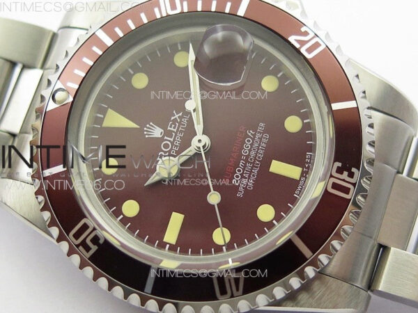 Vintage Submariner 1680 SS JKF Best Edition Tropical Red Dial on SS Bracelet A2836 – Bild 6