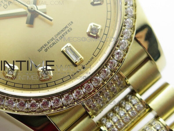 Day-Date 36 128235 YG/Crystal BP Best Edition YG Crystal Marker Dial on YG President Bracelet A2836 – Bild 6