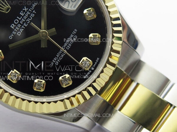 DateJust 31mm 178271 SS/YG APSF Best Edition Black Dial Crystal Markers on Oyster Bracelet A2824 – Bild 6