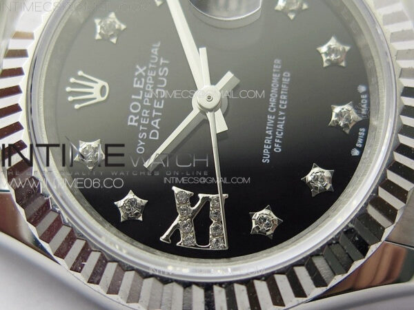 Datejust 28mm 279179 SS APSF Best Edition Black Dial Stars Crystals Markers on SS Jubilee Bracelet NH05 – Bild 6