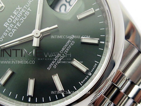 DateJust 36 SS 126200 904L Steel VSF 1:1 Best Edition Green Dial Sticks Markers on Jubilee Bracelet VS3235 – Bild 6