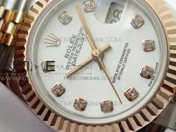 Datejust 28mm 279173 SS/RG BP Best Edition White MOP Crystal Markers Dial on SS/RG Jubilee Bracelet ETA2671 – Bild 7