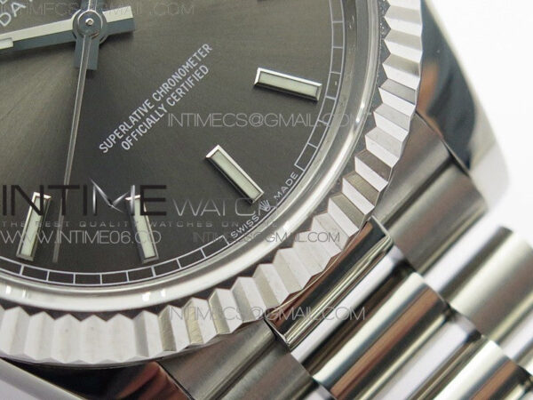 Day Date 40mm SS BP 1:1 Best Edition Gray Stick Dial on SS Bracelet A2836 – Bild 6