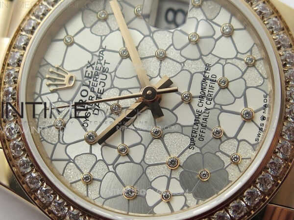DateJust 31mm 278274 RG Crystals Bezel GMF Best Edition Silver Flowers Crystals Dial on RG President Bracelet A2824 – Bild 6
