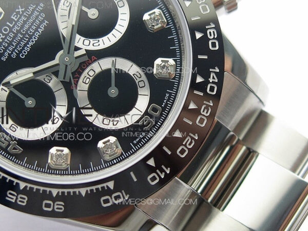 Daytona 116500LN APSF Black Dial Crystals Markers On SS BraceletSlim A7750 – Bild 6