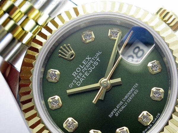 Datejust 28mm 279173 SS/YG BP Best Edition Green Crystals Markers Dial on SS/YG Jubilee Bracelet ETA2671 – Bild 6