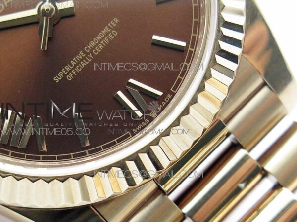 Day-Date 40mm 228239 BP New Dial Version 904 RG Brown Roman Markers Dial on RG President Bracelet A2836 – Bild 6