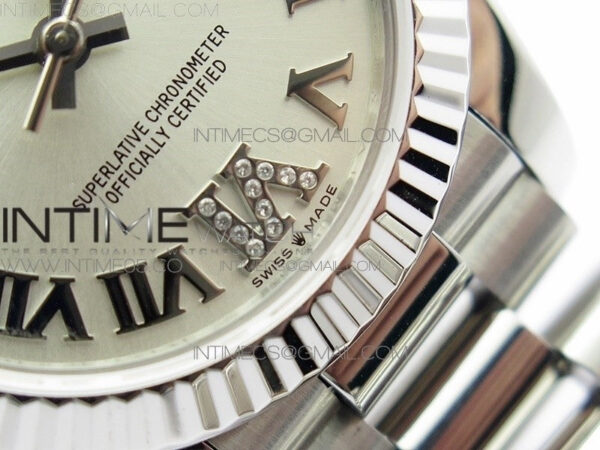Datejust 31mm 278275 SS BP Best Edition Silver Roman Markers Dial(@6 Crystal Makrer) on SS President Bracelet – Bild 5