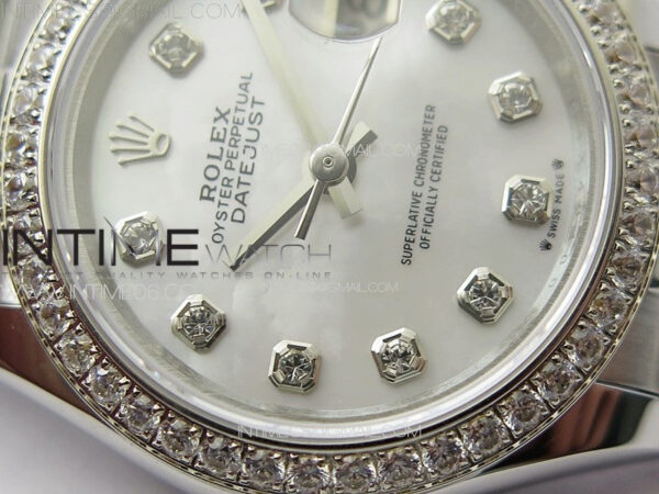 Datejust 28mm 279179 SS/Crystals APSF Best Edition White MOP Dial Crystals Markers on SS Jubilee Bracelet NH05 – Bild 6