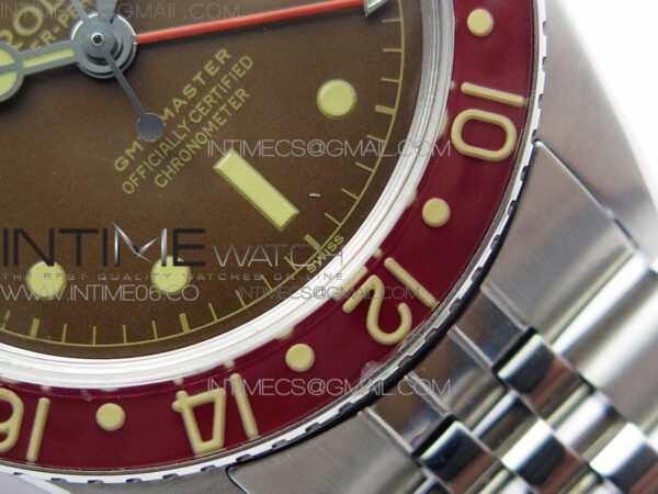 Vintage GMT Master 6542 Blue/Red Bezel B12 Tropical Brown Dial on SS Jubilee Bracelet A2836 – Bild 6