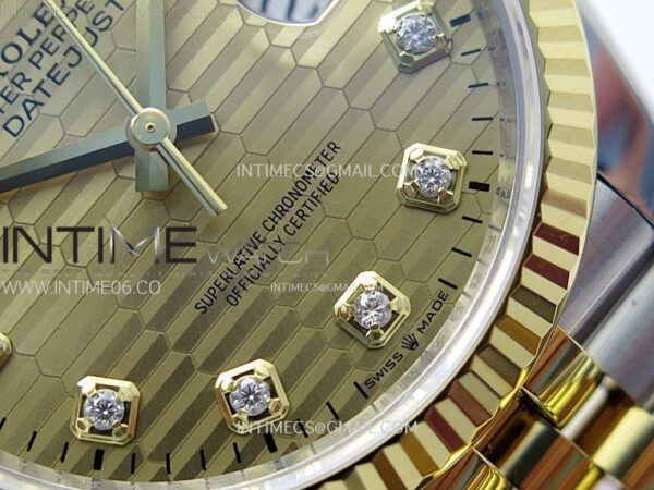 DateJust 36 SS 126233 904L SS/YG VSF 1:1 Best Edition Gold Fluted Dial Diamonds Markers on Jubilee Bracelet VS3235 – Bild 6