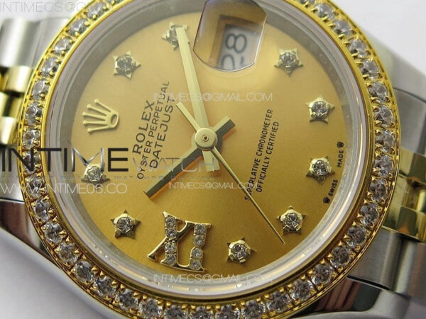 Datejust 28mm 279179 SS/YG APSF Best Edition Gold Dial Stars Crystals Markers on SS/YG Jubilee Bracelet NH05 – Bild 6