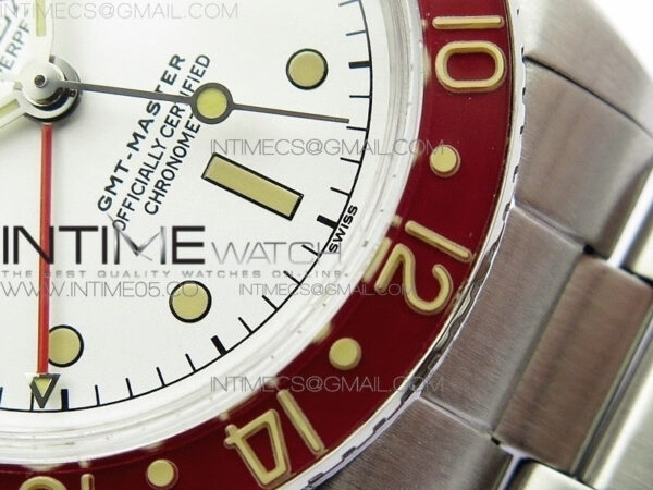 Vintage GMT Master Black/Red Bezel B12 Black Dial Style03 on SS Bracelet A2836 – Bild 6