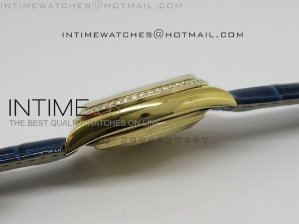DayDate YG 36mm Blue Dial Diamond Bezel On Leather Strap – Bild 6