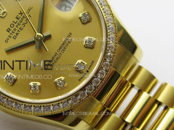 DateJust 31mm 178271 YG APSF Best Edition YG Dial Crystal Markers on President Bracelet A2824 – Bild 6