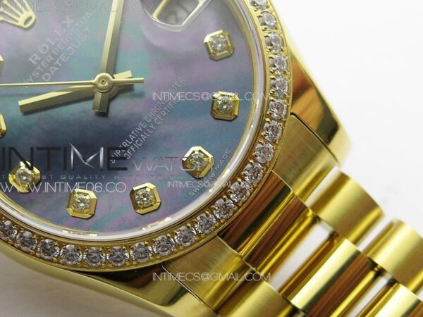 DateJust 31mm 178271 YG APSF Best Edition Blue MOP Dial Crystal Markers on President Bracelet A2824 – Bild 7
