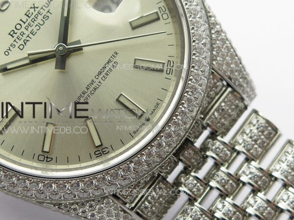 DateJust 41 126334 Full Paved Diamonds BP Best Edition Silevr Dial Sticks Markers on Jubilee Bracelet A2824 – Bild 6