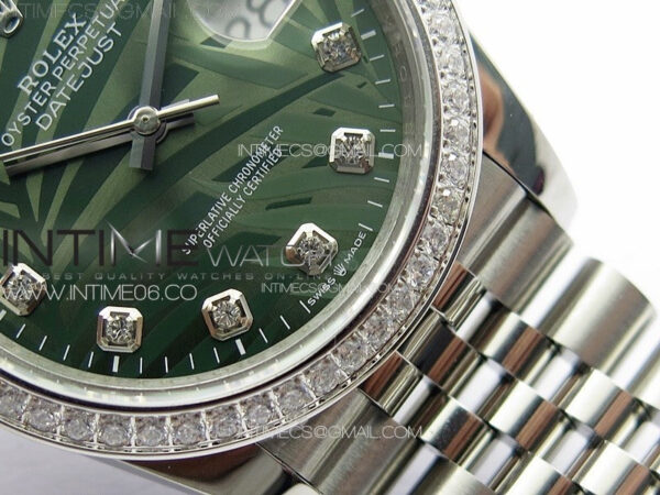 DateJust 36 SS 126233 Diamonds Bezel JDF 1:1 Best Edition New Green Dial on Jubilee SS Bracelet – Bild 6