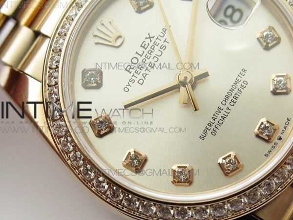 Datejust 31mm 278275 RG Dia Bezel BP Best Edition Silver Crystal Markers Dial on RG President Bracelet – Bild 5