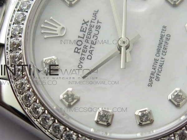 Datejust 31mm 278275 SS Crystal bezel BP Best Edition White Mop Dial(@6 Crystal Marker) on SS President Bracelet – Bild 7