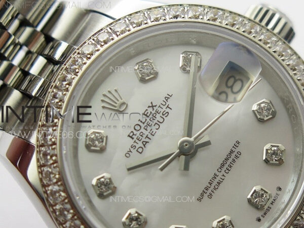 Datejust 28mm 279179 SS/Crystals APSF Best Edition White MOP Dial Crystals Markers on SS Jubilee Bracelet NH05 – Bild 7