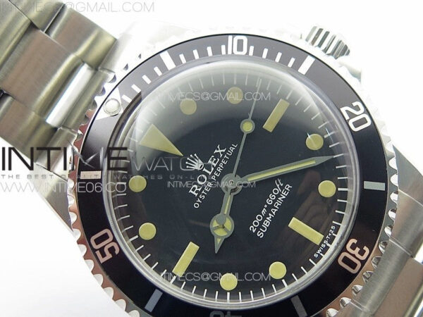 Vintage Submariner 5513 No Date SS B12 Best Edition Black Dial on SS Bracelet A2836 (Style5) – Bild 7