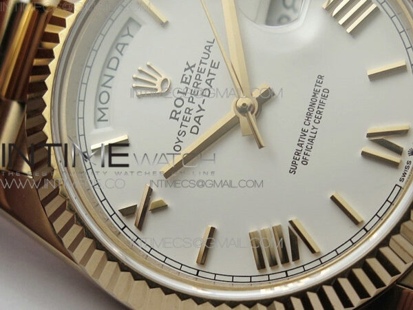Day-Date 40mm 228239 BP New Dial Version 904 RG White Roman Markers Dial on RG President Bracelet A2836 – Bild 6