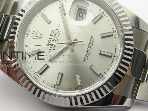 DateJust 41 126334 NTF 1:1 Best Edition 904L Steel Silver Stick Dial on Oyster Bracelet VR3235 – Bild 7