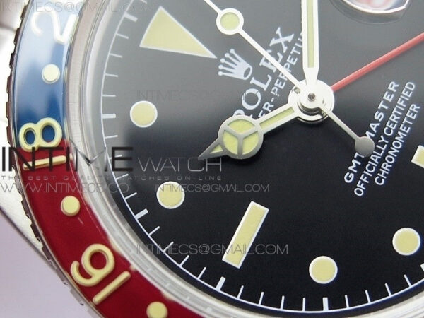 Vintage GMT Master 6542 Blue/Red Bezel B12 Black Dial on SS Bracelet A2836 – Bild 7