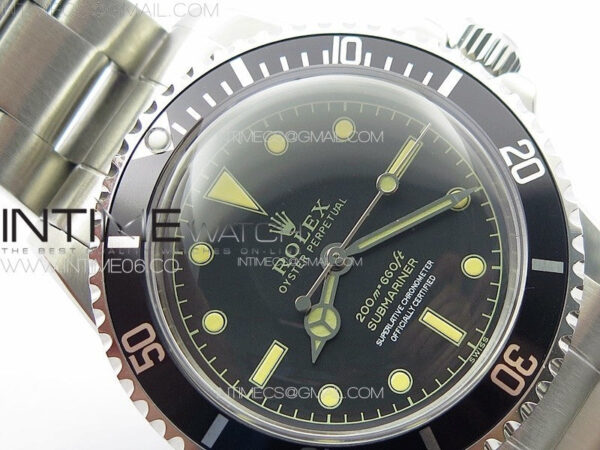 Vintage Submariner 5513 No Date SS B12 Best Edition Black Dial on SS Bracelet A2836 (Style2) – Bild 7