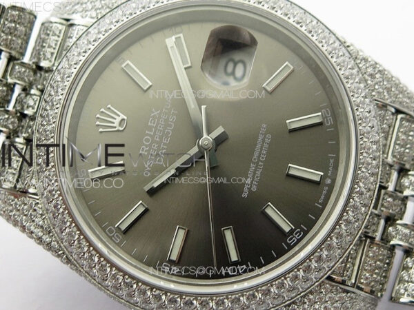 DateJust 41 126334 Full Paved Diamonds BP Best Edition Rhodium Dial Stick Markers on Jubilee Bracelet A2824 – Bild 6