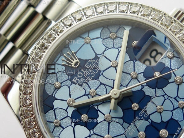 DateJust 31mm 278274 904L SS/Crystals Bezel GMF Best Edition Blue Flowers Crystals Dial on 904L President Bracelet A2824 – Bild 7