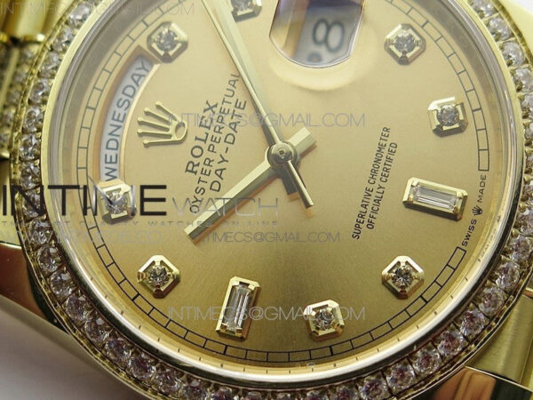 Day-Date 36 128235 YG/Crystal BP Best Edition YG Crystal Marker Dial on YG President Bracelet A2836 – Bild 7
