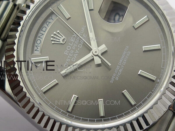 Day Date 40mm SS BP 1:1 Best Edition Gray Stick Dial on SS Bracelet A2836 – Bild 8