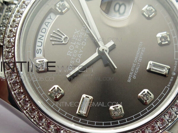 Day-Date 36 128239 SS/Crystal BP Best Edition Gray Crystal Markers Dial on SS President Bracelet A2836 – Bild 8
