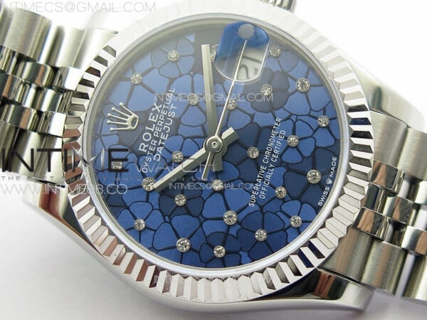 DateJust 31mm 72610 SS APSF Best Edition Blue Flowers Crystals Dial on Jubilee Bracelet A2824 – Bild 7