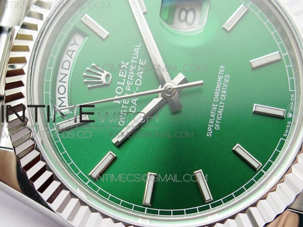 Day-Date 40mm 228239 BP New Dial Version 904 SS Green Stick Markers Dial on SS President Bracelet A2836 – Bild 7