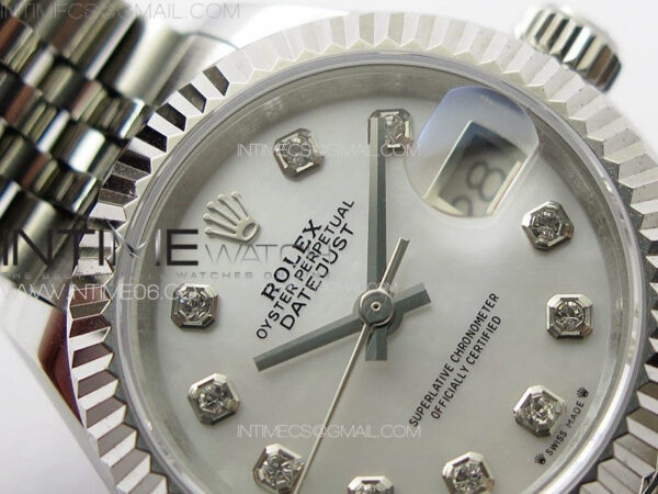 Datejust 28mm 279179 SS APSF Best Edition Silver Dial Crystals Markers on SS Jubilee Bracelet NH05 – Bild 7