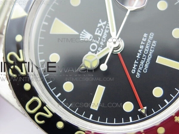 Vintage GMT Master 6542 Black/Red Bezel B12 Black Dial Style02 on SS Bracelet A2836 – Bild 7