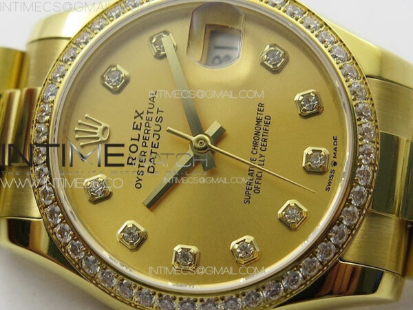 DateJust 31mm 178271 YG APSF Best Edition YG Dial Crystal Markers on President Bracelet A2824 – Bild 7