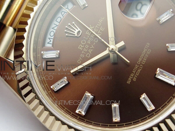 Day-Date 40mm 228239 BP New Dial Version 904 RG Brown T Crystal Markers Dial on RG President Bracelet A2836 – Bild 7