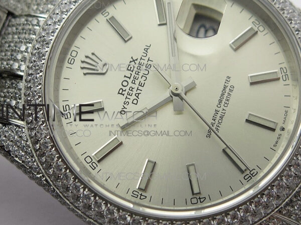 DateJust 41 126334 904 Full Paved Diamonds BP Best Edition Silver Dial Sticks Markers on Oyster Bracelet A2824 – Bild 7
