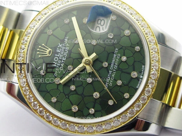 DateJust 31mm 72610 Crystals Bezel SS/YG APSF Best Edition Blue Flowers Crystals Dial on Oyster Bracelet A2824 – Bild 7